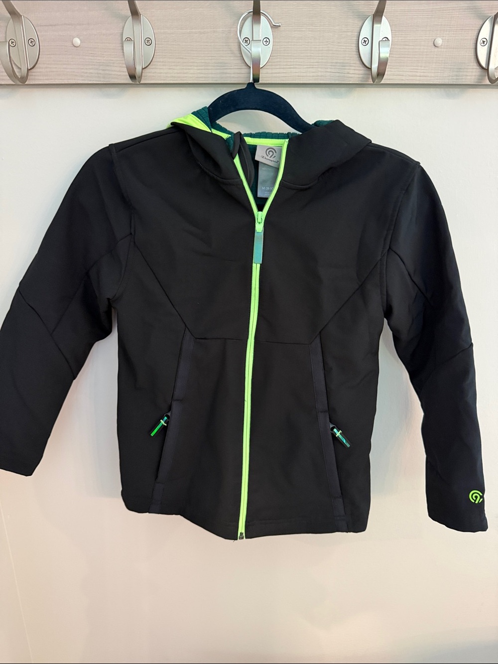 C9 by Champion Waterproof Soft Shell Black Jacket with Neon Green Trim